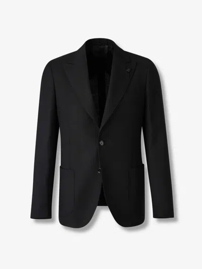 Lardini Two-button Herringbone Blazer In Blue