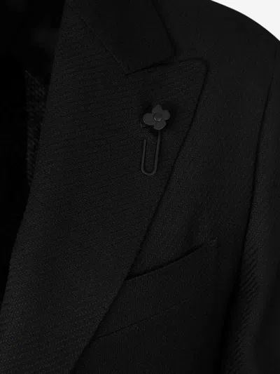 Lardini Two-button Herringbone Blazer In Blue
