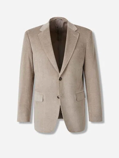 Canali Corduroy Two-button Blazer In Neutral