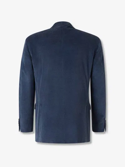 Canali Corduroy Two-button Blazer In Blue