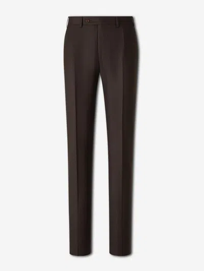 Canali Pressed-crease Trousers In Brown