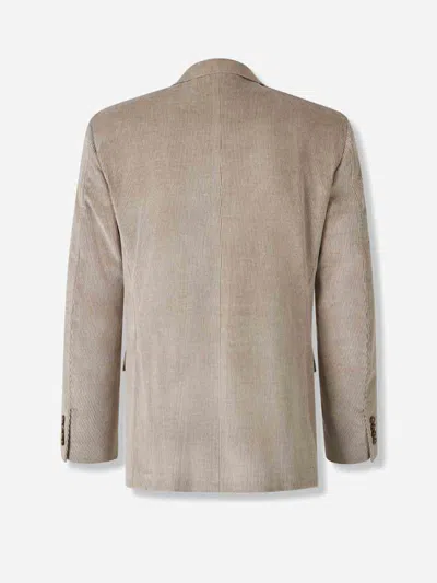 Canali Corduroy Two-button Blazer In Neutral