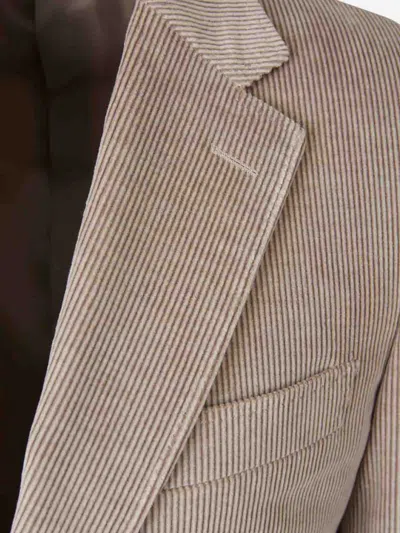 Canali Corduroy Two-button Blazer In Neutral