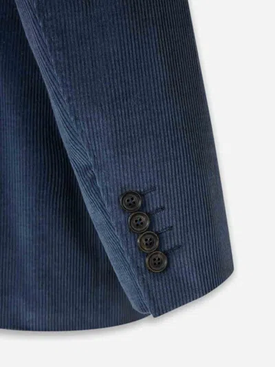 Canali Corduroy Two-button Blazer In Blue