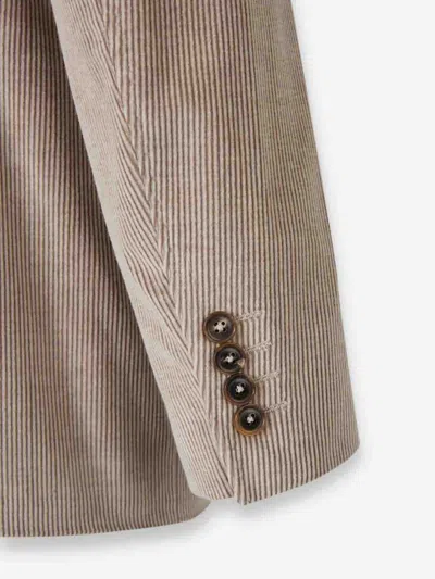 Canali Corduroy Two-button Blazer In Neutral