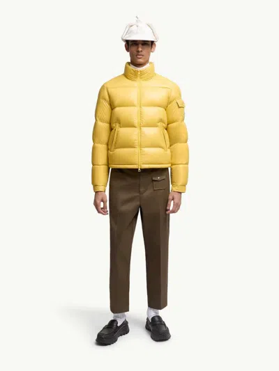 Moncler Levitha Hooded Short Down Jacket In Yellow