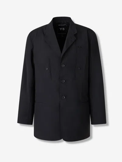 Y-3 Button-fastening Besom-pocket Jacket In Black