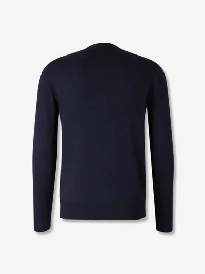 Canali Round-neck Long-sleeve Sweater In Blue