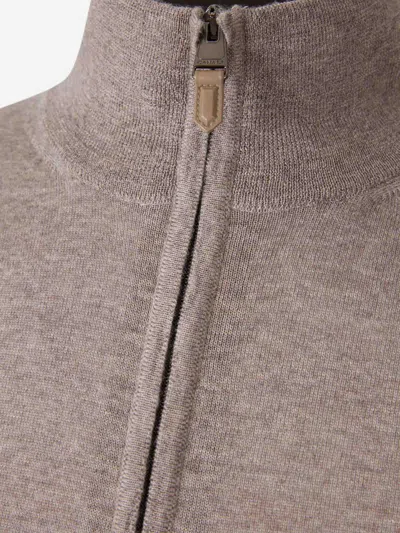 Canali High-neck Zip-front Cardigan In Neutral
