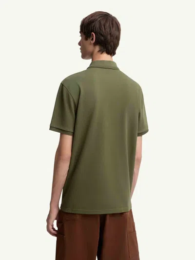 Moncler Embroidered Logo Cotton Piquet Polo Shirt In Green