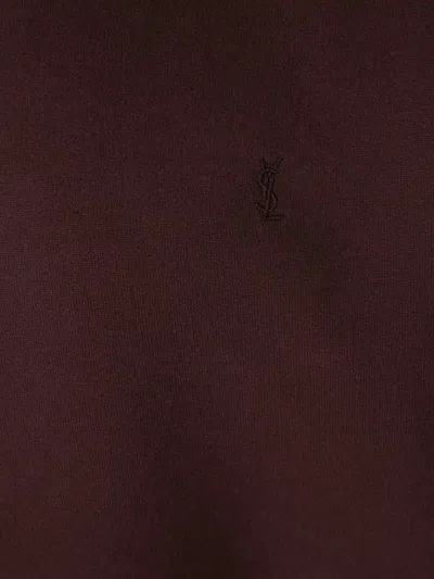 Saint Laurent Cassandre Embroidered Sweatshirt In Burgundy