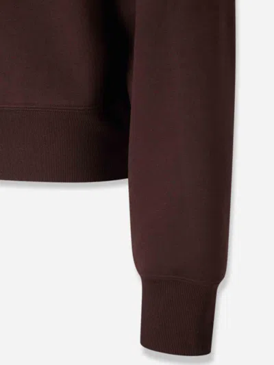 Saint Laurent Cassandre Embroidered Sweatshirt In Burgundy