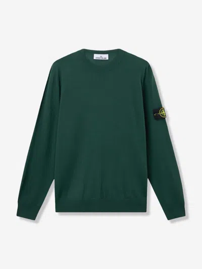 Stone Island Minimalist Long-sleeve Crewneck Sweatshirt With Distinctive Patch Logo In Green