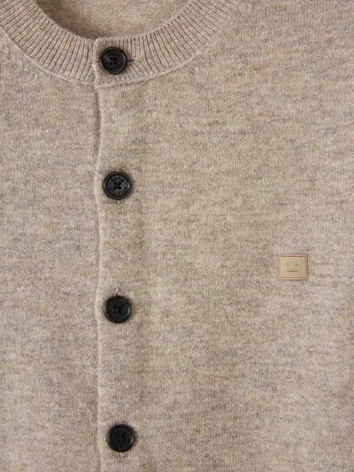 Acne Studios Crew Neck Wool Cardigan Knitwear Grey In Brown