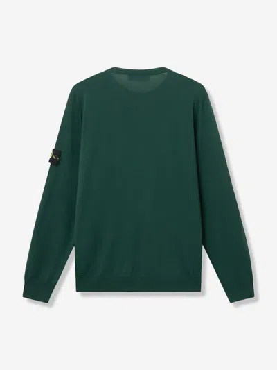 Stone Island Minimalist Long-sleeve Crewneck Sweatshirt With Distinctive Patch Logo In Green