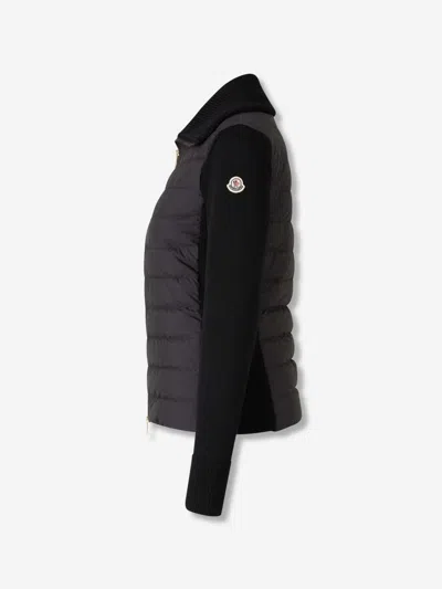Moncler Padded Cardigan With High Collar In Black