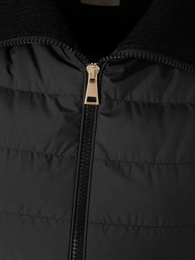 Moncler Padded Cardigan With High Collar In Black