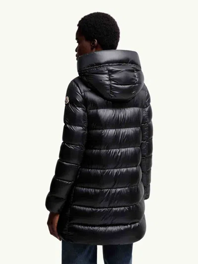 Moncler Suyenne Hooded Mid-length Down Jacket In Black