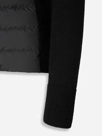 Moncler Padded Cardigan With High Collar In Black