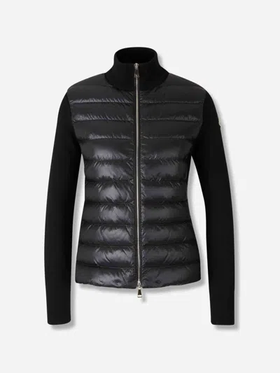 Moncler Padded Wool-blend Cardigan In Brown