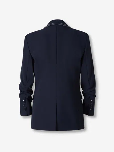 Veronica Beard Contrast-stitch Puff-sleeves Blazer In Blue
