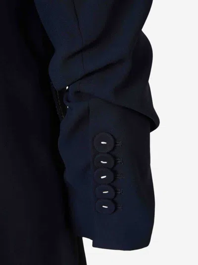 Veronica Beard Contrast-stitch Puff-sleeves Blazer In Blue
