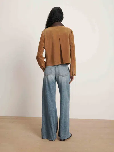 Veronica Beard Walters Leather Cropped Barn Jacket Whisky In Brown