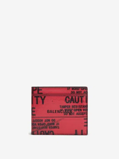 Balenciaga Tape Type Square Folded Wallet In Red