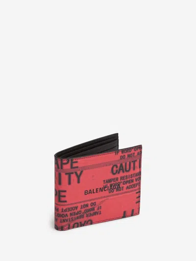 Balenciaga Tape Type Square Folded Wallet In Red