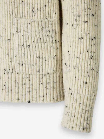 Bottega Veneta Ribbed Knit Sweater With Oversized Collar And Gold-tone Buttons In Green