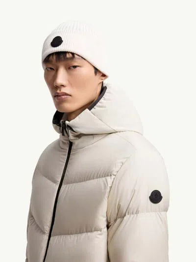 Moncler Textured Knit Hat With Folded Brim In White