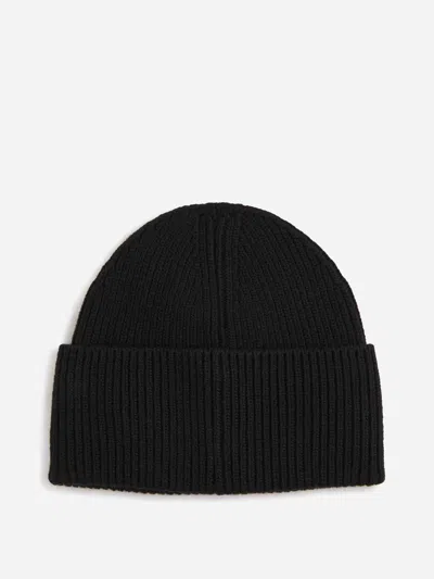Moncler Knitted Cotton Beanie Hat Turn Up Brim In Brown