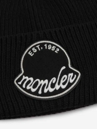Moncler Knitted Cotton Beanie Hat Turn Up Brim In Brown