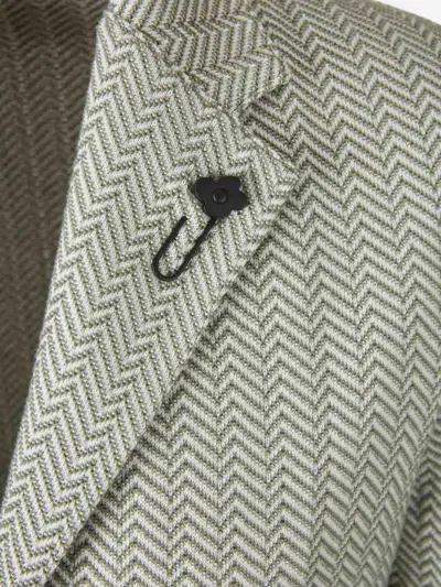 Lardini Herringbone Two-button Blazer In Neutral