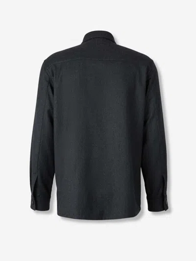 Canali Wool Overshirt In Black