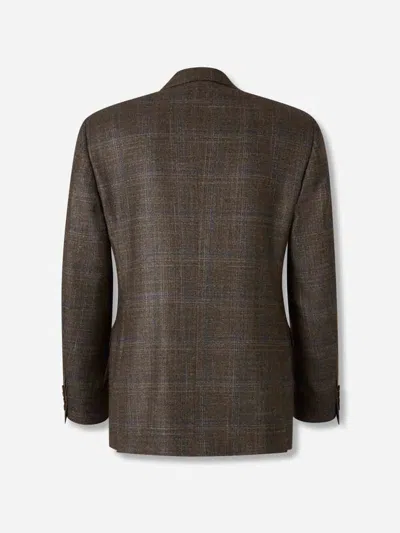 Canali Single-breasted Checked Blazer In Brown