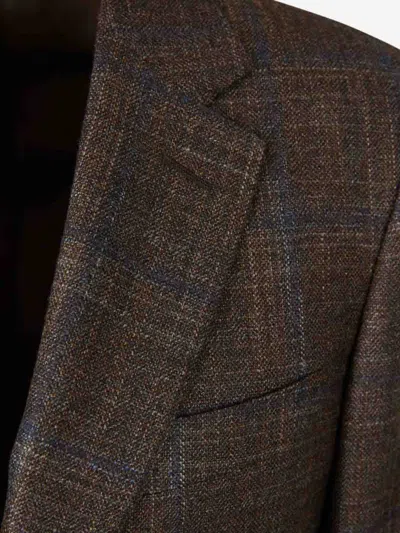 Canali Single-breasted Checked Blazer In Brown