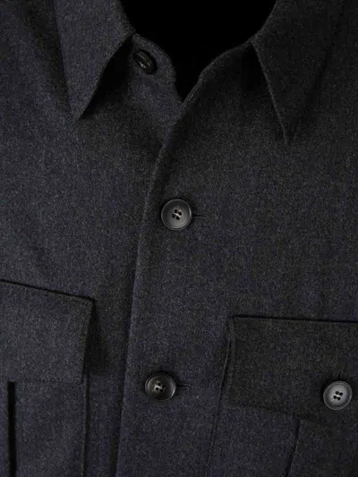 Canali Wool Overshirt In Black