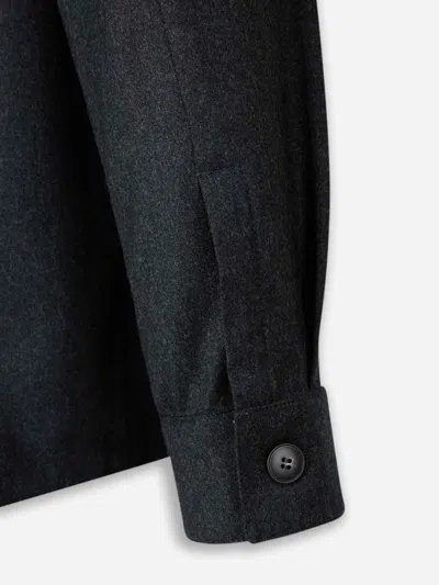 Canali Wool Overshirt In Black