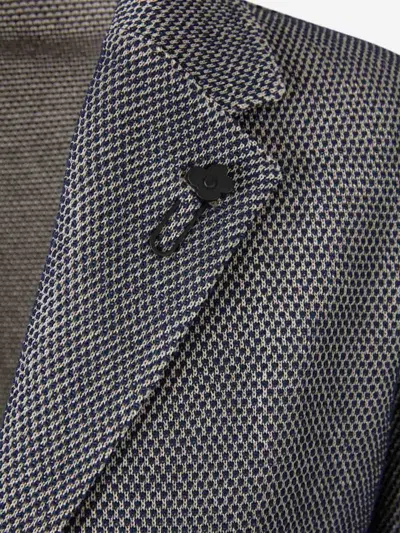 Lardini Wool Blazer With Peak Lapel In Gray
