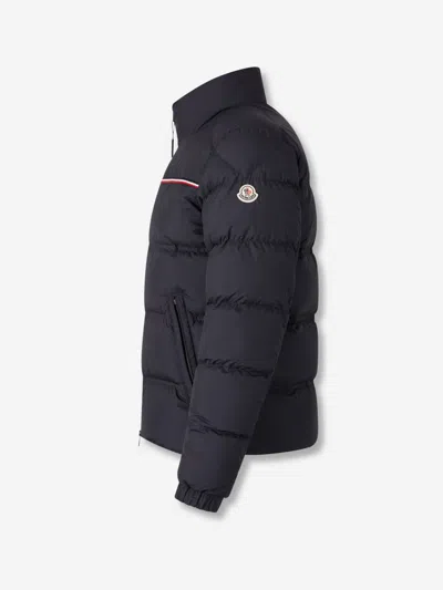 Moncler Puffer Jacket With High Collar And Quilted Design In Blue