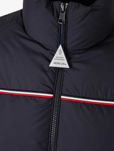 Moncler Puffer Jacket With High Collar And Quilted Design In Blue