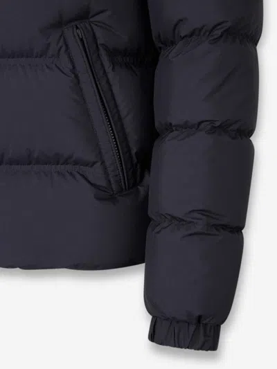 Moncler Puffer Jacket With High Collar And Quilted Design In Blue