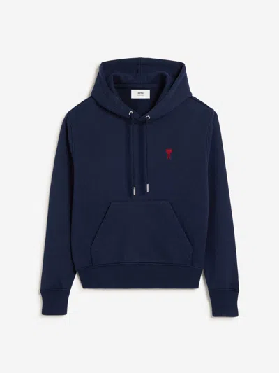 Ami Alexandre Mattiussi Long-sleeved Hooded Sweatshirt In Blue