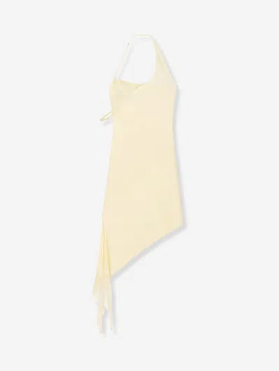 Courrèges Asymmetrical Satin Dress In Neutral