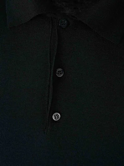 Canali Polo-neck Long-sleeve Sweater In Black
