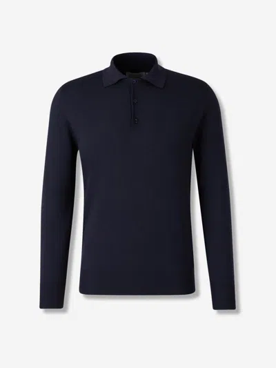 Canali Polo-neck Long-sleeve Sweater In Blue