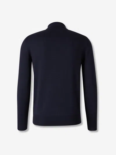 Canali Polo-neck Long-sleeve Sweater In Blue