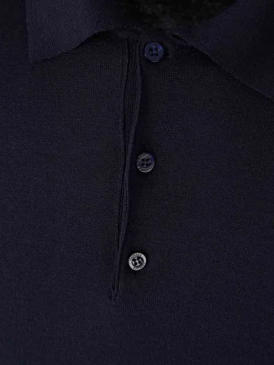 Canali Polo-neck Long-sleeve Sweater In Blue