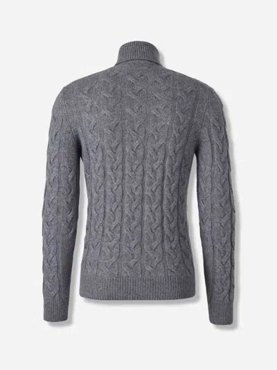 Gran Sasso Cable-knit Turtleneck Sweater In Gray